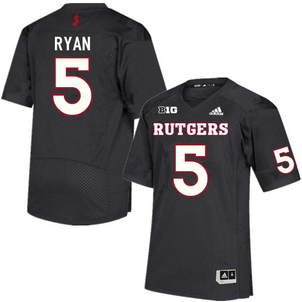 Men #5 Sean Ryan Rutgers Scarlet Knights College Football Jerseys Sale-Black